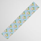 Retro Garden Party 60s 70s Geometric Floral Pattern in Pastel Blue Pink Green Table Runner Gallery Image 3