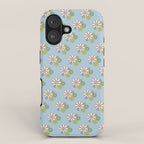 Retro Garden Party 60s 70s Geometric Floral Pattern in Pastel Blue Pink Green iPhone Case Gallery Image 1