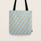 Retro Garden Party 60s 70s Geometric Floral Pattern in Pastel Blue Pink Green Tote Bag Gallery Image 1