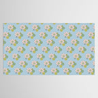 Retro Garden Party 60s 70s Geometric Floral Pattern in Pastel Blue Pink Green Tablecloth Gallery Image 2