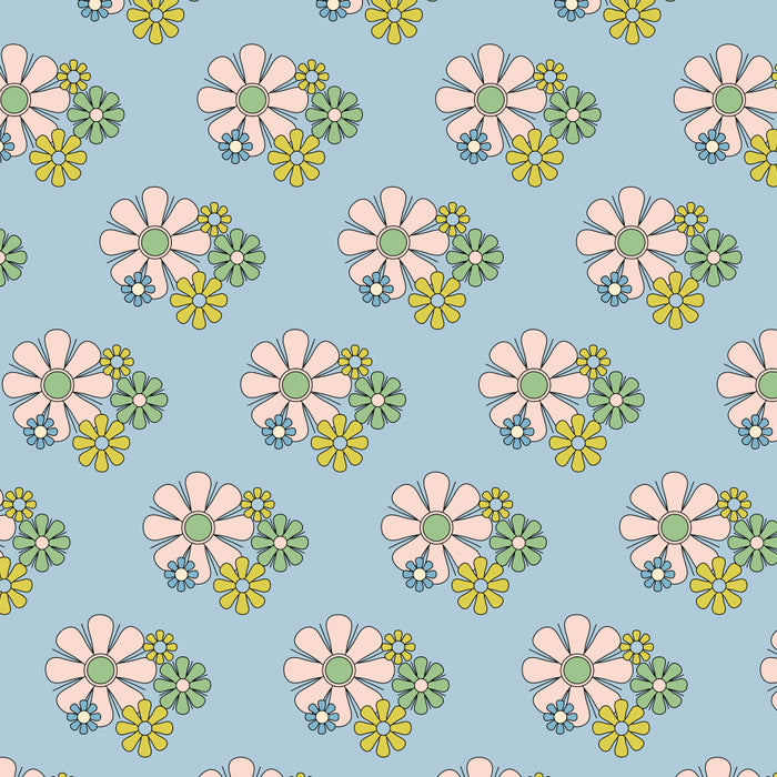 Retro Garden Party 60s 70s Geometric Floral Pattern in Pastel Blue Pink Green Coffee Mug Gallery Image 2