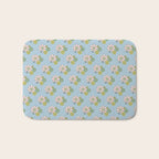 Retro Garden Party 60s 70s Geometric Floral Pattern in Pastel Blue Pink Green Bath Mat Gallery Image 1