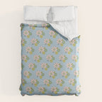 Retro Garden Party 60s 70s Geometric Floral Pattern in Pastel Blue Pink Green Duvet Cover Gallery Image 6