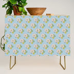 Retro Garden Party 60s 70s Geometric Floral Pattern in Pastel Blue Pink Green Credenza Gallery Image 1