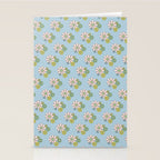 Retro Garden Party 60s 70s Geometric Floral Pattern in Pastel Blue Pink Green Stationery Card Gallery Image 2