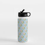 Retro Garden Party 60s 70s Geometric Floral Pattern in Pastel Blue Pink Green Water Bottle Gallery Image 1