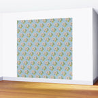 Retro Garden Party 60s 70s Geometric Floral Pattern in Pastel Blue Pink Green Wall Mural Gallery Image 2