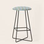 Retro Garden Party 60s 70s Geometric Floral Pattern in Pastel Blue Pink Green Stool Gallery Image 1