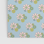 Retro Garden Party 60s 70s Geometric Floral Pattern in Pastel Blue Pink Green Poster Gallery Image 3