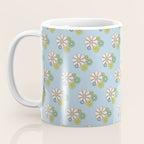 Retro Garden Party 60s 70s Geometric Floral Pattern in Pastel Blue Pink Green Coffee Mug Gallery Image 3