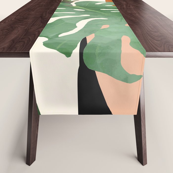 Tropical Leaves- Abstract Art  Table Runner Gallery Image 1