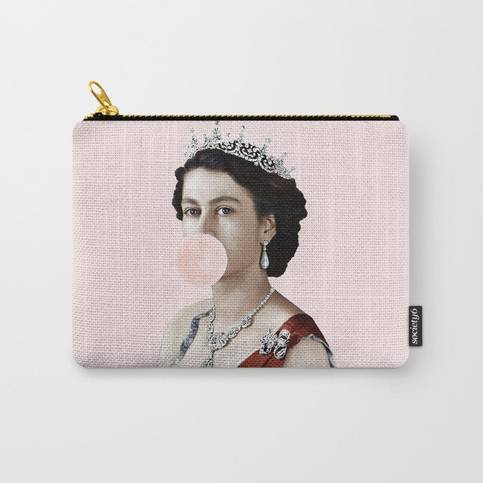 Queen Elizabeth II Blowing Pink Bubble gum Carry All Pouch Gallery Image 1