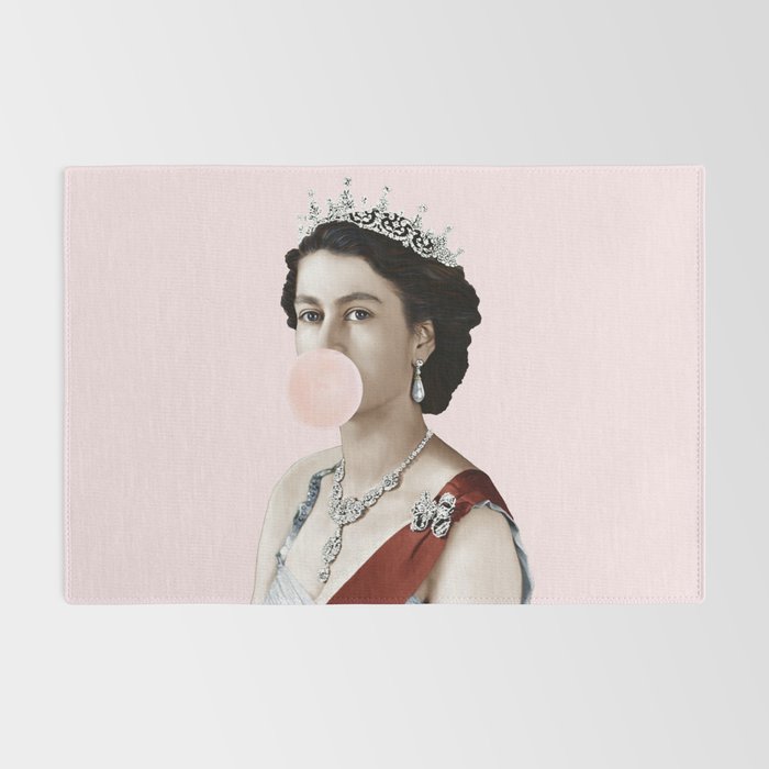 Queen Elizabeth II Blowing Pink Bubble gum Rug Gallery Image 2