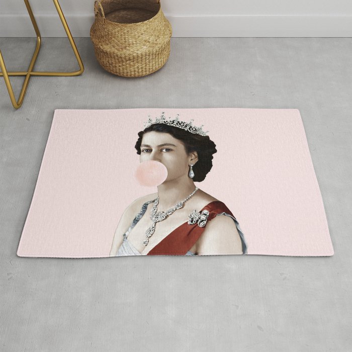 Queen Elizabeth II Blowing Pink Bubble gum Rug Gallery Image 1
