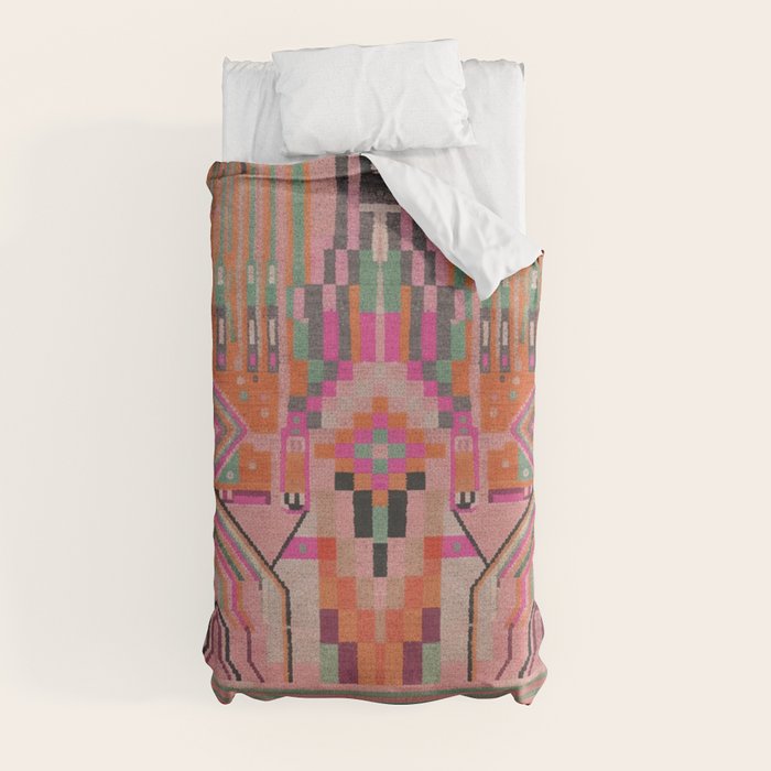 Geometric Tribal Guardian Abstract Textile Art Duvet Cover Gallery Image 4
