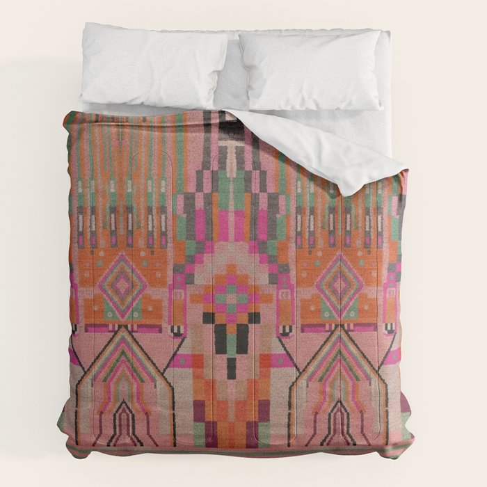Geometric Tribal Guardian Abstract Textile Art Comforter Gallery Image 2