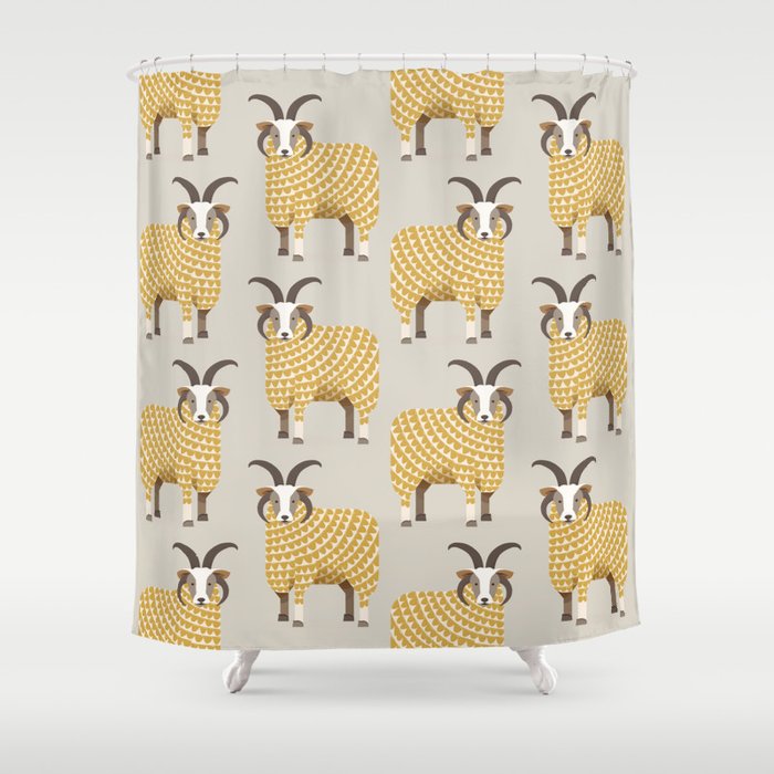 Whimsical Jacob Sheep Shower Curtain Gallery Image 1