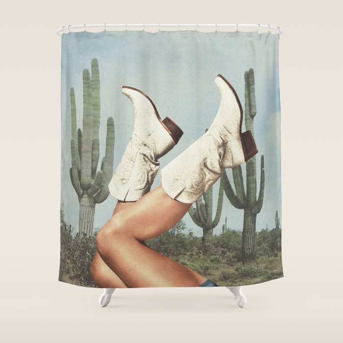 These Boots - Cactus & Yeehaw Landscape Shower Curtain Gallery Image 1