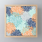 Floral Blooms, Navy, Orange, Teal, Gray Mini Art Print Gallery Image 1