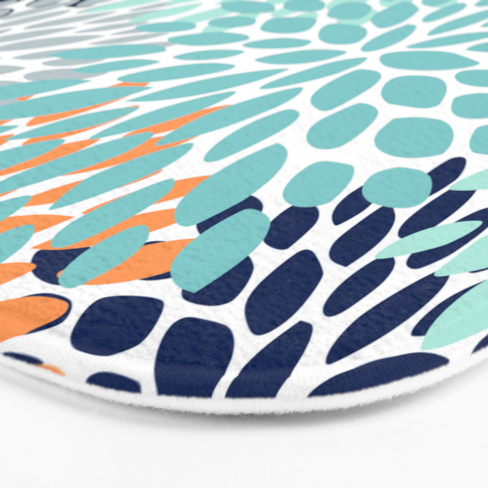 Floral Blooms, Navy, Orange, Teal, Gray Bath Mat Gallery Image 3