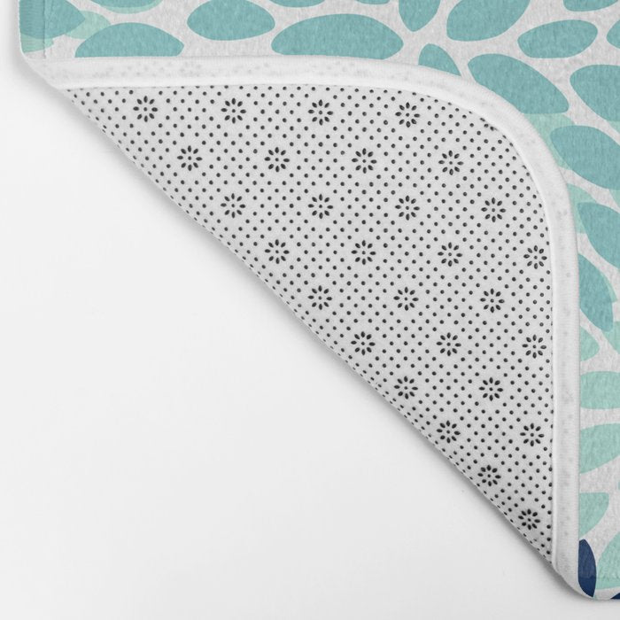 Floral Blooms, Navy, Orange, Teal, Gray Bath Mat Gallery Image 2