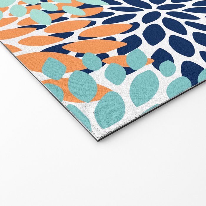 Floral Blooms, Navy, Orange, Teal, Gray Welcome Mat Gallery Image 2