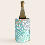 Floral Blooms, Navy, Orange, Teal, Gray Wine Chiller Gallery Image 1