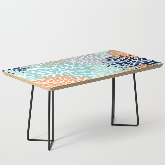 Floral Blooms, Navy, Orange, Teal, Gray Coffee Table Gallery Image 1