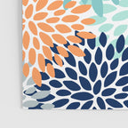 Floral Blooms, Navy, Orange, Teal, Gray Poster Gallery Image 3