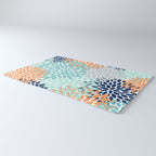 Floral Blooms, Navy, Orange, Teal, Gray Rug Gallery Image 3