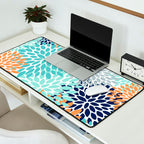 Floral Blooms, Navy, Orange, Teal, Gray Desk Mat Gallery Image 2