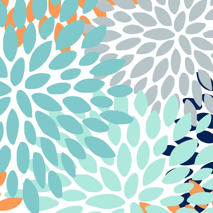 Floral Blooms, Navy, Orange, Teal, Gray Coffee Mug Gallery Image 2