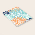 Floral Blooms, Navy, Orange, Teal, Gray Notebook Gallery Image 3