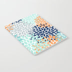 Floral Blooms, Navy, Orange, Teal, Gray Notebook Gallery Image 2