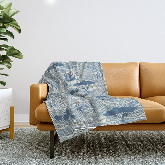 Wildlife Safari Savannah blue Throw Blanket Gallery Image 1