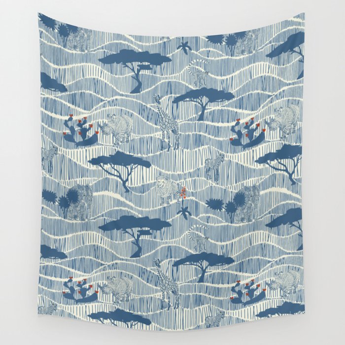 Wildlife Safari Savannah blue Wall Tapestry Gallery Image 1