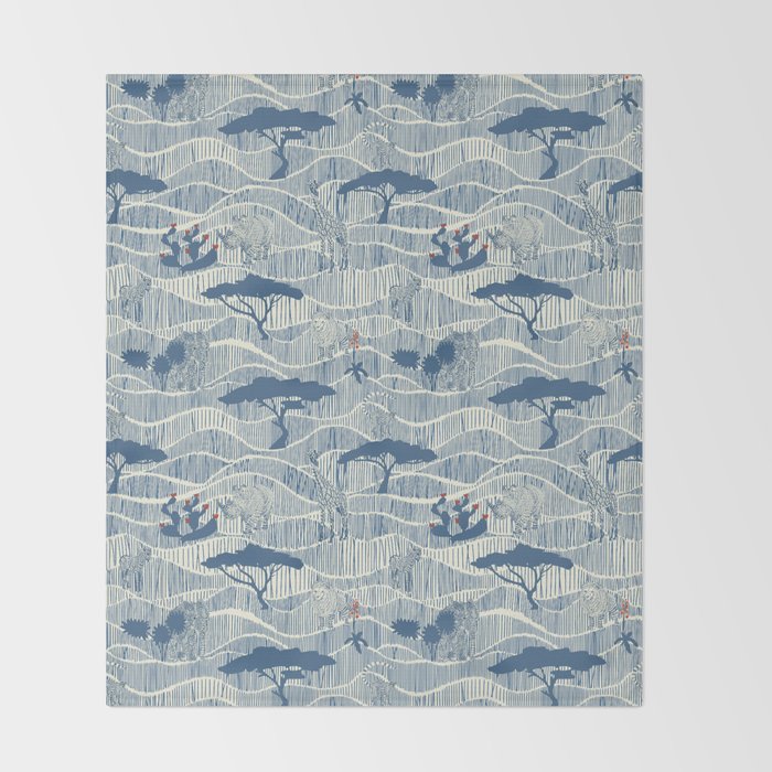 Wildlife Safari Savannah blue Throw Blanket Gallery Image 2
