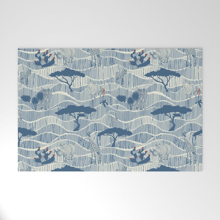 Wildlife Safari Savannah blue Welcome Mat Gallery Image 1