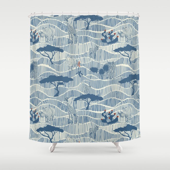 Wildlife Safari Savannah blue Shower Curtain Gallery Image 1