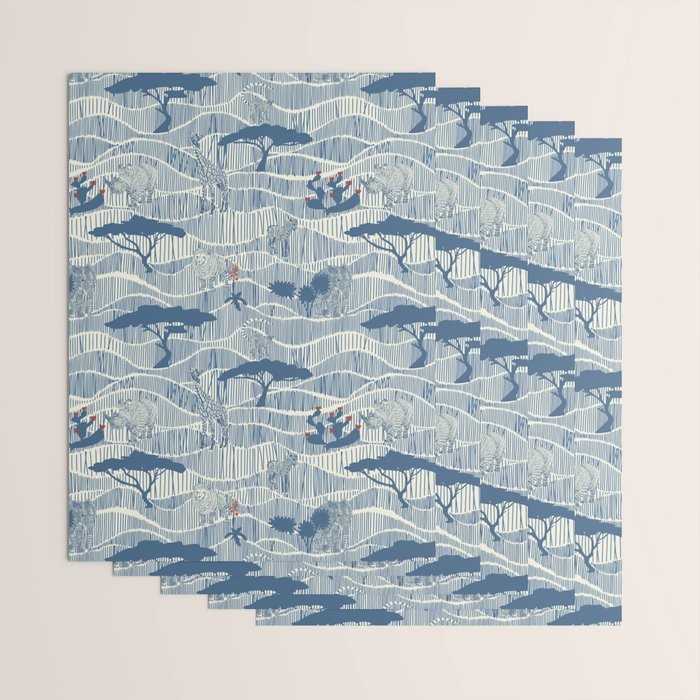 Wildlife Safari Savannah blue Wrapping Paper Gallery Image 3