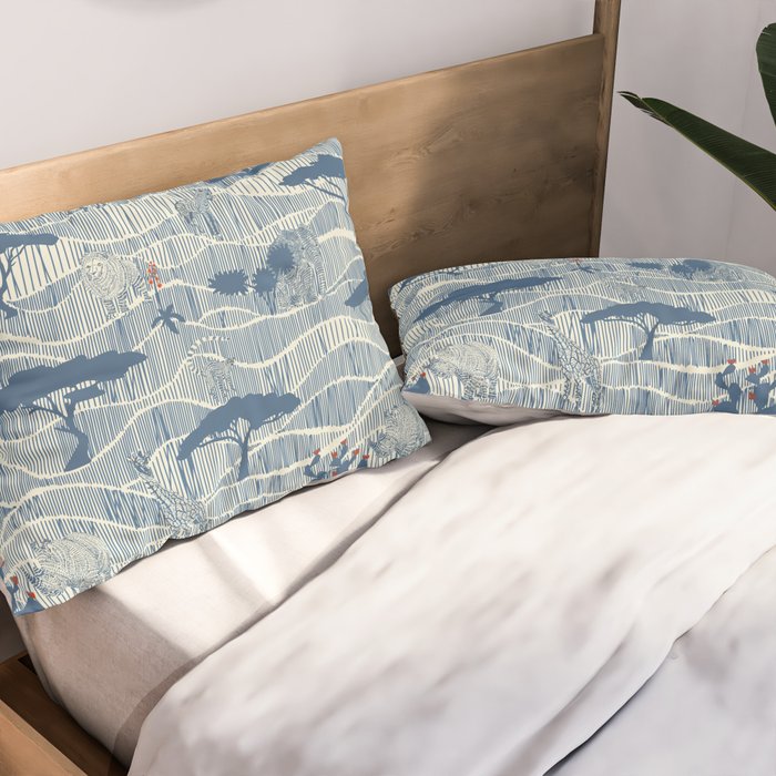 Wildlife Safari Savannah blue Pillow Sham Gallery Image 2