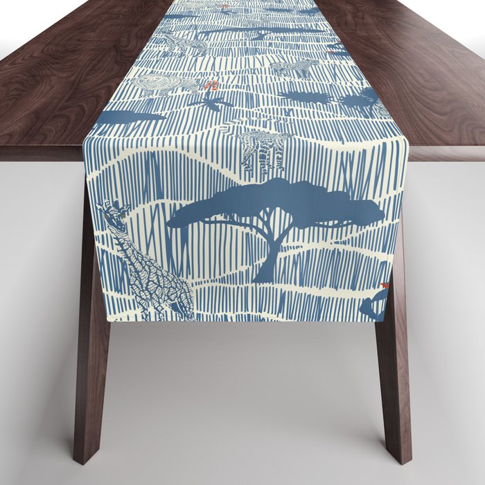 Wildlife Safari Savannah blue Table Runner Gallery Image 1