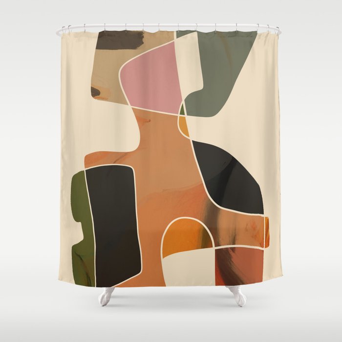 Modern Abstract Colorful Shapes Shower Curtain Gallery Image 1