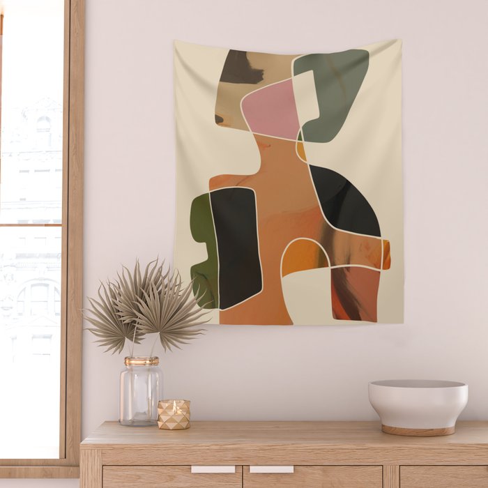 Modern Abstract Colorful Shapes Wall Tapestry Gallery Image 2