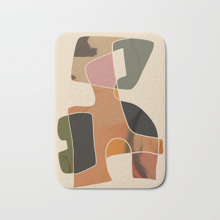 Modern Abstract Colorful Shapes Bath Mat Gallery Image 1