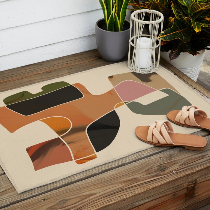 Modern Abstract Colorful Shapes Outdoor Rug Gallery Image 2