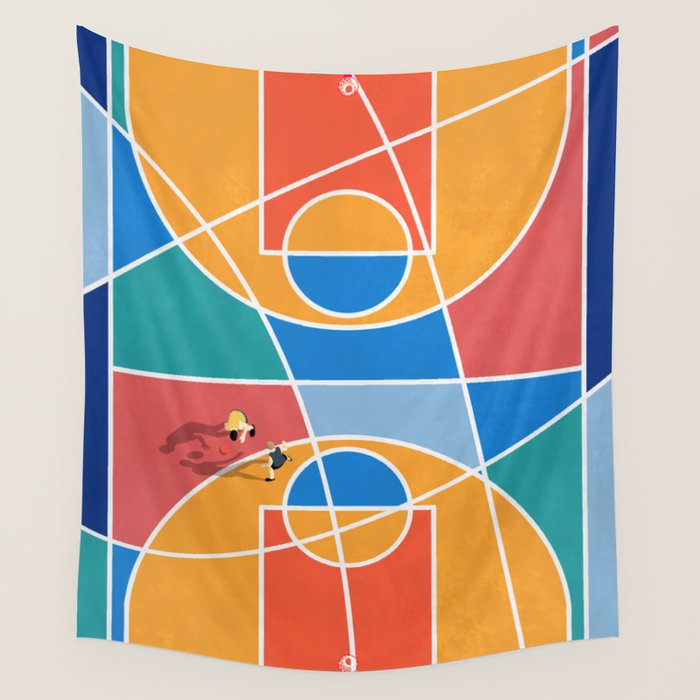 Shooting Hoops Street Basketball From Above  Wall Tapestry Gallery Image 4