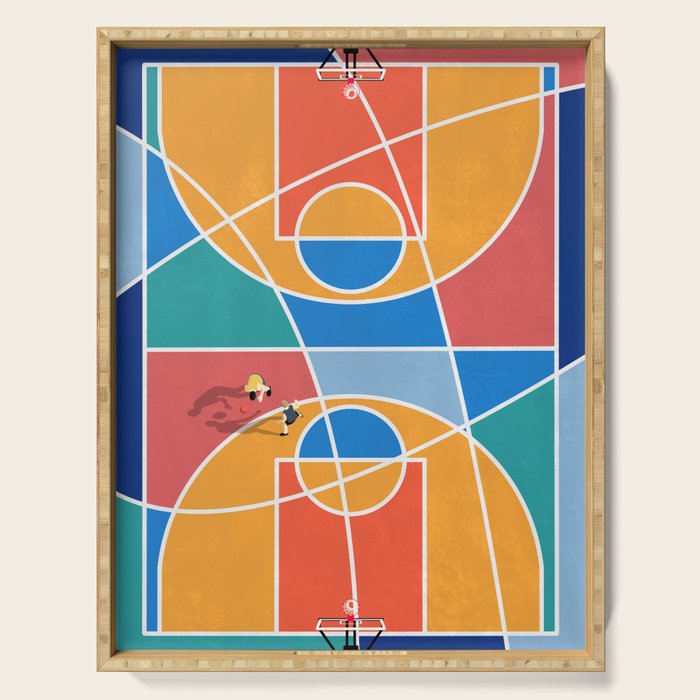 Shooting Hoops Street Basketball From Above  Serving Tray Gallery Image 1