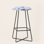 Blue and White Watercolor Florals Stool Gallery Image 1