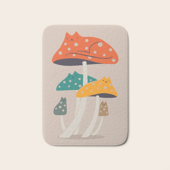 Cat and Plant 47: Mushroom Cats Bath Mat Gallery Image 1